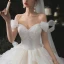 Cinderella Champagne Bridal Wedding Dresses 2020 Ball Gown Off-The-Shoulder Short Sleeve Backless Glitter Tulle Cathedral Train