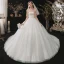 Chic / Belle Blanche La Mariée Robe De Mariée 2020 Robe Boule Bustier Sans Manches Dos Nu Perlage Paillettes Chapel Train Volants