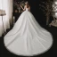Chic / Belle Blanche La Mariée Robe De Mariée 2020 Robe Boule Bustier Sans Manches Dos Nu Perlage Paillettes Chapel Train Volants