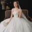 Chic / Belle Blanche La Mariée Robe De Mariée 2020 Robe Boule Bustier Sans Manches Dos Nu Perlage Paillettes Chapel Train Volants