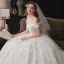 Schöne Weiß Hochzeits Brautkleider / Hochzeitskleider 2020 Ballkleid Off Shoulder Kurze Ärmel Rückenfreies Applikationen Spitze Pailletten Kapelle-Schleppe Rüschen