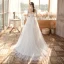 Chic / Belle Jardin / Extérieur Ivoire Robe De Mariée 2020 Princesse Transparentes Encolure Carrée 3/4 Manches Dos Nu Appliques En Dentelle Paillettes Train De Balayage Volants