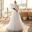 Chic / Belle Jardin / Extérieur Ivoire Robe De Mariée 2020 Princesse Transparentes Encolure Carrée 3/4 Manches Dos Nu Appliques En Dentelle Paillettes Train De Balayage Volants