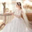 Chic / Belle Jardin / Extérieur Ivoire Robe De Mariée 2020 Princesse Transparentes Encolure Carrée 3/4 Manches Dos Nu Appliques En Dentelle Paillettes Train De Balayage Volants