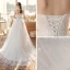 Chic / Belle Jardin / Extérieur Ivoire Robe De Mariée 2020 Princesse Transparentes Encolure Carrée 3/4 Manches Dos Nu Appliques En Dentelle Paillettes Train De Balayage Volants