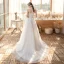 Elegant Outdoor / Garden White Wedding Dresses 2020 A-Line / Princess Sweetheart Sleeveless Backless Appliques Lace Beading Sweep Train Ruffle