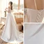 Erschwinglich Weiß Satin Hochzeits Brautkleider / Hochzeitskleider 2020 A Linie Off Shoulder Kurze Ärmel Rückenfreies Sweep / Pinsel Zug Rüschen