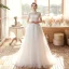 Abordable Jardin / Extérieur Blanche Robe De Mariée 2020 Princesse Transparentes Col Haut Manches Courtes Dos Nu Appliques Paillettes Train De Balayage Volants