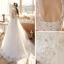 Abordable Jardin / Extérieur Blanche Robe De Mariée 2020 Princesse Transparentes Col Haut Manches Courtes Dos Nu Appliques Paillettes Train De Balayage Volants