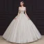 Best Champagne Bridal Wedding Dresses 2020 Ball Gown Off-The-Shoulder Short Sleeve Backless Appliques Lace Beading Glitter Tulle Floor-Length / Long Ruffle