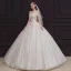 Best Champagne Bridal Wedding Dresses 2020 Ball Gown Off-The-Shoulder Short Sleeve Backless Appliques Lace Beading Glitter Tulle Floor-Length / Long Ruffle