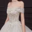 Best Champagne Bridal Wedding Dresses 2020 Ball Gown Off-The-Shoulder Short Sleeve Backless Appliques Lace Beading Glitter Tulle Floor-Length / Long Ruffle