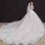 Bäst Champagne Brud Bröllopsklänningar 2020 Balklänning Av Axeln Korta ärm Halterneck Beading Paljetter Glittriga / Glitter Tyll Cathedral Train Ruffle