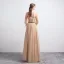 Victorian Style Khaki Evening Dresses  2020 A-Line / Princess Square Neckline Puffy Long Sleeve Feather Leaf Appliques Lace Beading Floor-Length / Long Ruffle Backless Formal Dresses