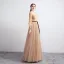 Victorian Style Khaki Evening Dresses  2020 A-Line / Princess Square Neckline Puffy Long Sleeve Feather Leaf Appliques Lace Beading Floor-Length / Long Ruffle Backless Formal Dresses