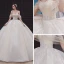 Elegant Champagne Bridal Wedding Dresses 2020 Ball Gown Off-The-Shoulder Short Sleeve Backless Appliques Lace Beading Rhinestone Glitter Tulle Cathedral Train Ruffle