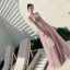 Elegant Candy Pink Evening Dresses  2020 A-Line / Princess Scoop Neck Sleeveless Appliques Lace Beading Glitter Tulle Floor-Length / Long Ruffle Backless Formal Dresses
