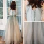Elegant Sage Green Evening Dresses  2020 A-Line / Princess Scoop Neck Sleeveless Beading Glitter Tulle Floor-Length / Long Ruffle Backless Formal Dresses