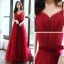 Chic / Belle Rouge Robe De Soirée 2020 Princesse Bretelles Spaghetti Sans Manches Ceinture Glitter Tulle Longue Volants Dos Nu Robe De Ceremonie