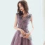 Chic / Beautiful Purple Evening Dresses  2020 A-Line / Princess Scoop Neck Sleeveless Beading Star Embroidered Sequins Floor-Length / Long Ruffle Backless Formal Dresses