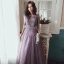 Chic / Beautiful Purple Evening Dresses  2020 A-Line / Princess Scoop Neck Sleeveless Beading Star Embroidered Sequins Floor-Length / Long Ruffle Backless Formal Dresses