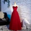 Simple Rouge Robe De Bal 2020 Princesse Bretelles Spaghetti Sans Manches Longue Dos Nu Volants Robe De Ceremonie