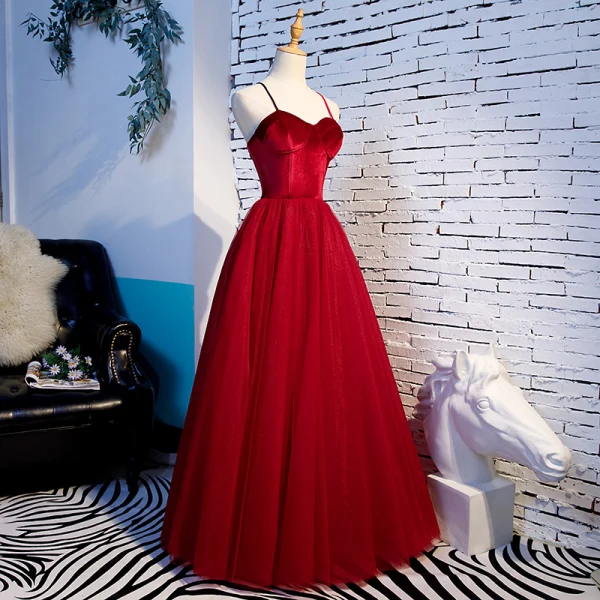 floor length red formal dresses Sweetheart Lace-up Ball Gown Floor-length Red Long Big Prom Dress,MP441 –  Musebridals main image 0