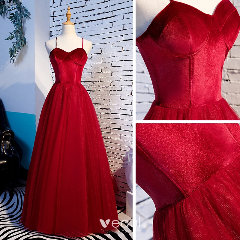 Modest / Simple Red Prom Dresses 2020 A ...