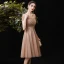 Élégant Champagne Robe De Fete 2020 Princesse Transparentes Encolure Dégagée Manches Courtes Perlage Paillettes Ceinture Mi-Longues Volants Dos Nu Robe De Ceremonie
