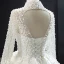 Luxury / Gorgeous High-end Ivory Bridal Wedding Dresses 2020 Ball Gown High Neck Long Sleeve Backless Handmade  Pearl Cathedral Train