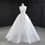 Luxe Blanche La Mariée Robe De Mariée 2020 Robe Boule Bustier Sans Manches Dos Nu Fait main Perlage Train De Balayage Volants