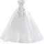 Luxe Blanche La Mariée Robe De Mariée 2020 Robe Boule Bustier Sans Manches Dos Nu Fait main Perlage Train De Balayage Volants