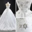 Luxe Blanche La Mariée Robe De Mariée 2020 Robe Boule Bustier Sans Manches Dos Nu Fait main Perlage Train De Balayage Volants