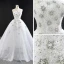 Luxe Blanche La Mariée Robe De Mariée 2020 Robe Boule Bustier Sans Manches Dos Nu Fait main Perlage Train De Balayage Volants