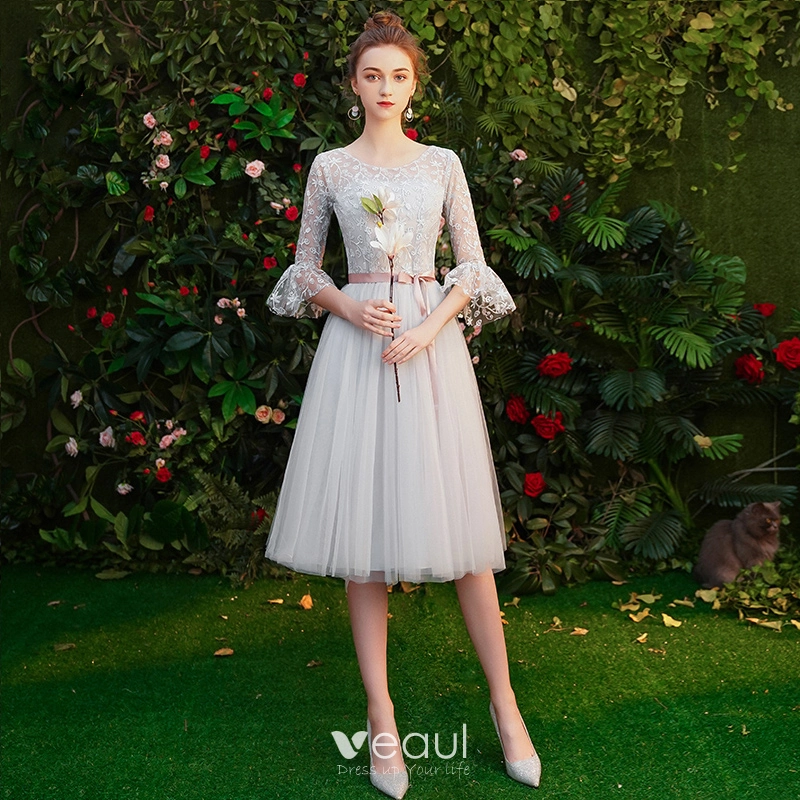 slim fit dress slacks NumberSea-Numbersea V-Neck Bridesmaid Dresses Chiffon Short Knee Length Formal Prom Gowns for Women Party Homecoming SEA28062 Dusty Lavender