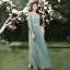 Affordable Sage Green Bridesmaid Dresses 2020 A-Line / Princess Appliques Lace Backless Floor-Length / Long Ruffle