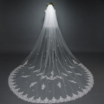 Schöne Weiß Brautschleier 2017 Tülle Stickerei Hochzeit