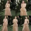 Affordable Champagne Bridesmaid Dresses 2020 A-Line / Princess Appliques Sequins Backless Floor-Length / Long Ruffle