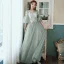 Affordable Sage Green Bridesmaid Dresses 2020 A-Line / Princess Appliques Lace Backless Floor-Length / Long