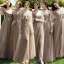 Abordable Marron Robe Demoiselle D'honneur 2020 Princesse Appliques En Dentelle Dos Nu Longue Volants