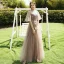 Abordable Marron Robe Demoiselle D'honneur 2020 Princesse Appliques En Dentelle Dos Nu Longue Volants