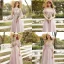 Affordable Blushing Pink Bridesmaid Dresses 2020 A-Line / Princess Appliques Lace Backless Floor-Length / Long Ruffle