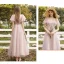 Affordable Blushing Pink Bridesmaid Dresses 2020 A-Line / Princess Appliques Lace Backless Floor-Length / Long Ruffle