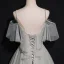 High-end Grey Prom Dresses 2020 A-Line / Princess Spaghetti Straps Short Sleeve Beading Floor-Length / Long Ruffle Backless Formal Dresses