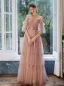 Elegant Pearl Pink Evening Dresses  2020 A-Line / Princess Spaghetti Straps Sleeveless Glitter Tulle Sash Floor-Length / Long Ruffle Backless Formal Dresses