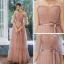 Elegant Pearl Pink Evening Dresses  2020 A-Line / Princess Spaghetti Straps Sleeveless Glitter Tulle Sash Floor-Length / Long Ruffle Backless Formal Dresses