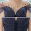 Ciel étoilé Bleu Marine Robe De Soirée 2020 Princesse Transparentes Encolure Dégagée Manches Courtes Perlage Glitter Tulle Longue Volants Dos Nu Robe De Ceremonie