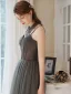 Élégant Gris Robe De Soirée 2020 Princesse Bretelles Spaghetti Sans Manches Perlage Glitter Tulle Longue Volants Dos Nu Robe De Ceremonie