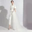 Fashion White Jumpsuit With Shawl 2020 Scoop Neck Backless Metal Sash Sweep Train Evening Dresses