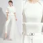 Fashion White Jumpsuit With Shawl 2020 Scoop Neck Backless Metal Sash Sweep Train Evening Dresses
